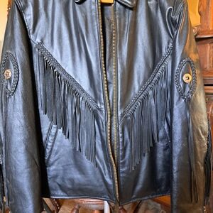 Black Fringe Leather Jacket